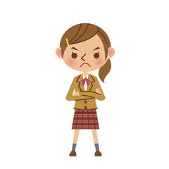 腕組みをするブレザー姿の女子中学生・高校生