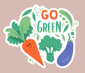 Go green vegetables sticker