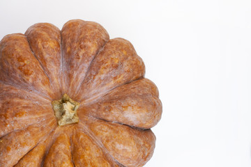 Big orange farm pumpkin on a white isolated background