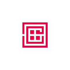 letter ec square window abstract dot line logo vector