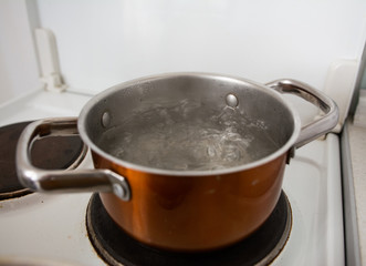 boiling water in a pan