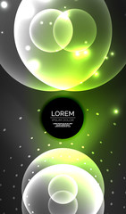 Glowing neon shiny transparent abstract geometric shapes with light effects. Techno futuristic vector abstract background For Wallpaper, Banner, Background, Card, Book Illustration, landing page