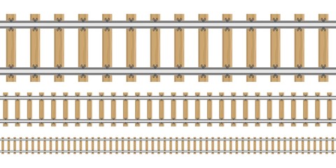Railroad in different sizes vector illustration isolated on white background