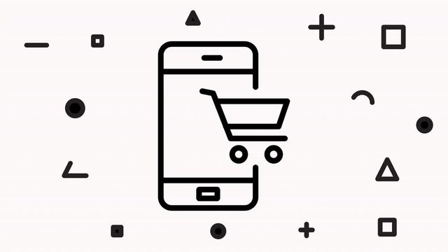 Mobile Shopping Line Icon Animation