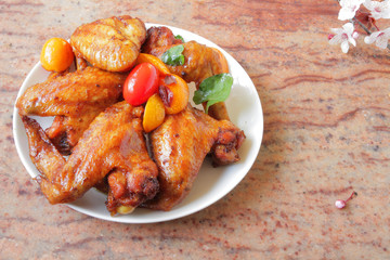  chicken wings baked in the oven with sospetsii, herbs and soy sauce.