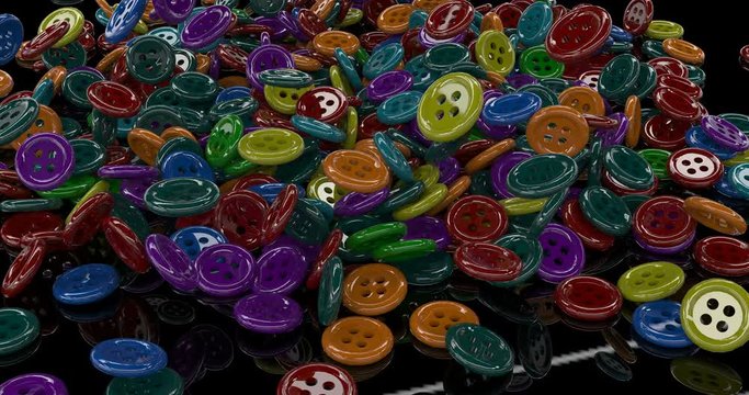 Buttons from clothing for cloth design. 3d illustration.. Red yellow bown. Fashion fabric. 4k