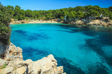 Cala Gat beach - view over beautiful idyllic coast in Cala Rajada, Mallorca, Spain