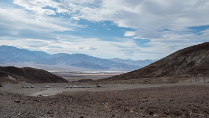 cars in the middle of the death valley desert, california
