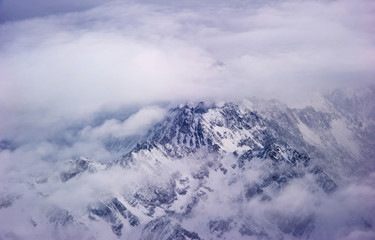 high mountains and clouds in Tibet