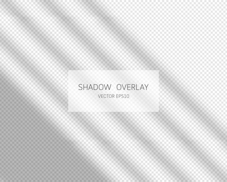 Shadow overlay effect. Natural shadows from window isolated on transparent background. Vector illustration. 
