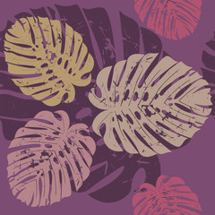 Stylish seamless pattern with Monstera leaves