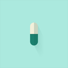 Medicine capsule flat icon with shadow.