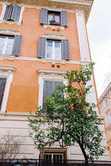 Fototapeta na wymiar Architectural detail, building facade. Italy, Rome
