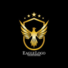 Golden Eagle with Shield logo design