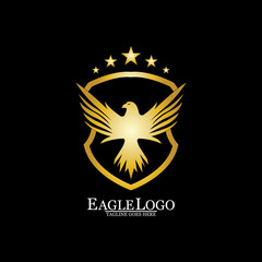 Golden Eagle with Shield logo design