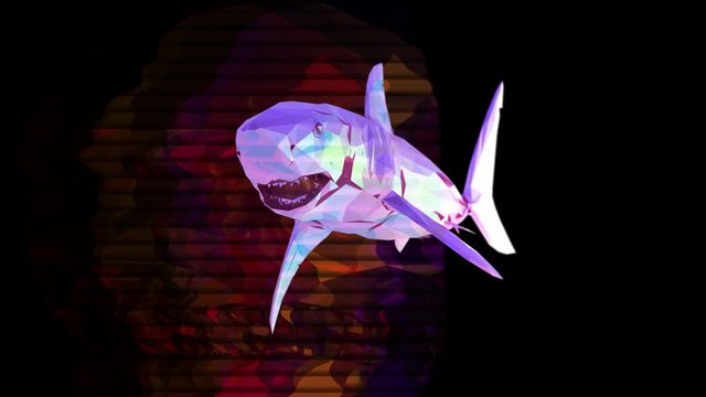 Low Poly metal shark 3D render 