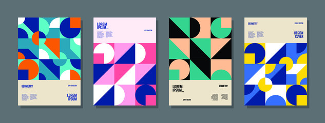 Minimal geometric posters set. Trendy design patterns. Eps10 vector.