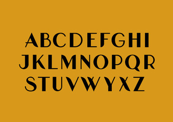 Vector Uppercase sans serif mid-century uppercase alphabet.