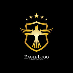 Golden Eagle with Shield logo design