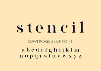 Vector lowercase stencil serif minimal alphabet
