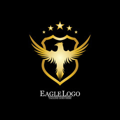 Golden Eagle with Shield logo design