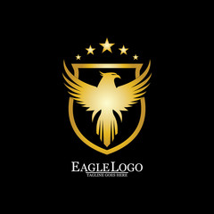 Golden Eagle with Shield logo design