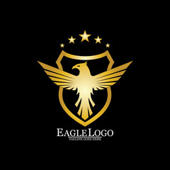 Golden Eagle with Shield logo design