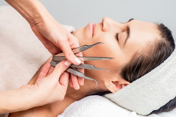 Tweezers for eyelash extensions.