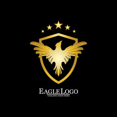 Golden Eagle with Shield logo design