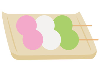 三色団子と角皿のセット