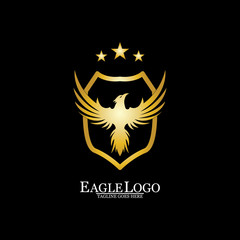 Golden Eagle with Shield logo design