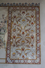 Historical pattern on the wall of church Hagia Irene or Hagia Eirene in Istanbul. Turkey