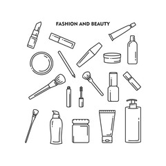 Set Of Beauty and Fashion Icon, Beauty and Fashion sign/symbol Line vector