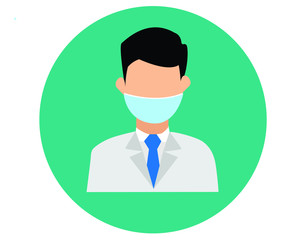 People flat design vector characters avatar and Flat vector circle icon mask protect virus.