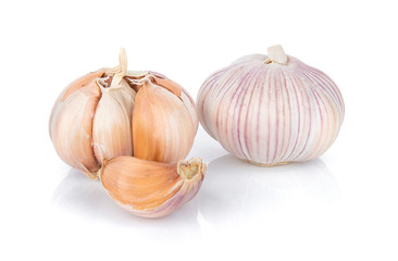 garlic with segments isolated on white background