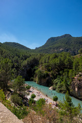 Naklejka na ściany i meble Montanejos river with thermal water in Castellon, Spain.