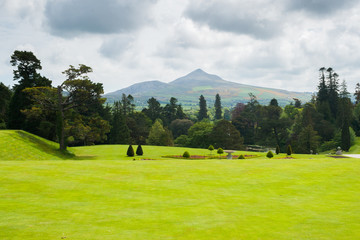 A view of the sugarloaf mountain from the Powerscourt Gardens in Co. Wicklow, Ireland