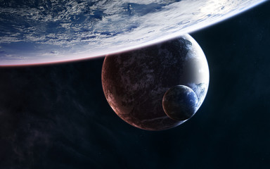 Planets in deep space. Science fiction. Elements of this image furnished by NASA