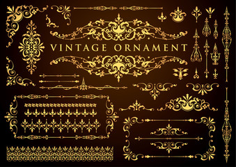 Fototapeta vintage ornament set. floral decorative frames and borders. obraz