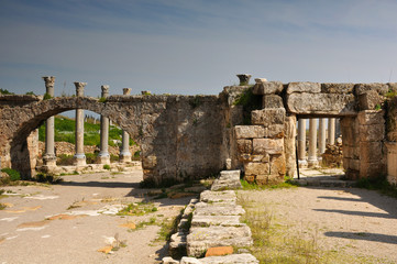 Ruins of an ancient Byzantine city . Travel, history, archaeology