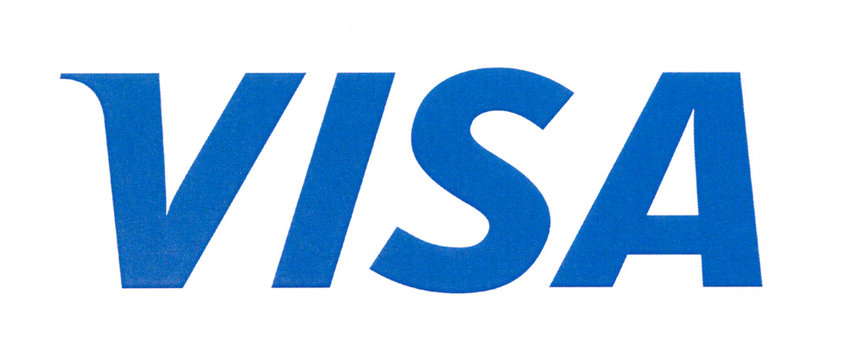 Visa logo printed on the paper
