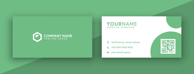 green business card design. double sided business card template. vector illustration stationery design