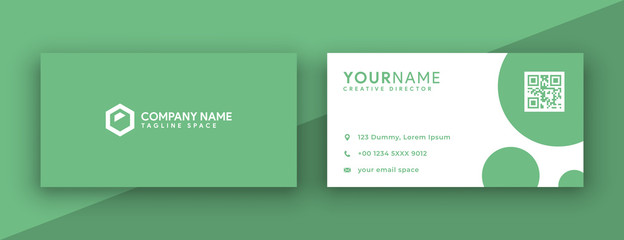 green business card design. double sided business card template. vector illustration stationery design