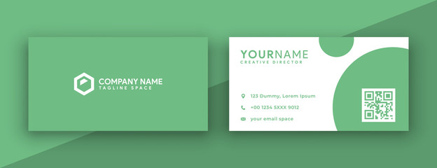 green business card design. double sided business card template. vector illustration stationery design