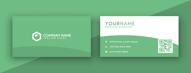 green business card design. double sided business card template. vector illustration stationery design