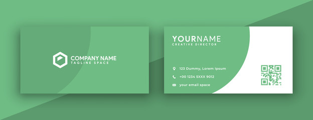 green business card design. double sided business card template. vector illustration stationery design