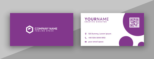 flat purple business card design . modern and clean business card design template vector