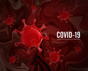 Coronavirus COVID-2019 on a red human body background. 2020 Corona Virus outbreak infection. Vector illustration