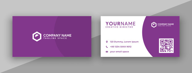 flat purple business card design . modern and clean business card design template vector