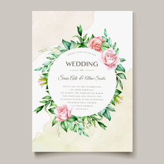 wedding invitation template with beautiful floral template 